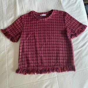 Zara tweed short sleeve shirt